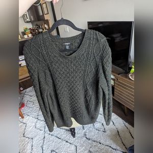 Chunky knit sweater, gray/green, size XL